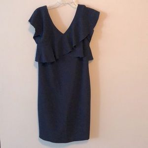 Trina Turk Dress Cameron Flounce SZ 8 Navy  Blue New with tag